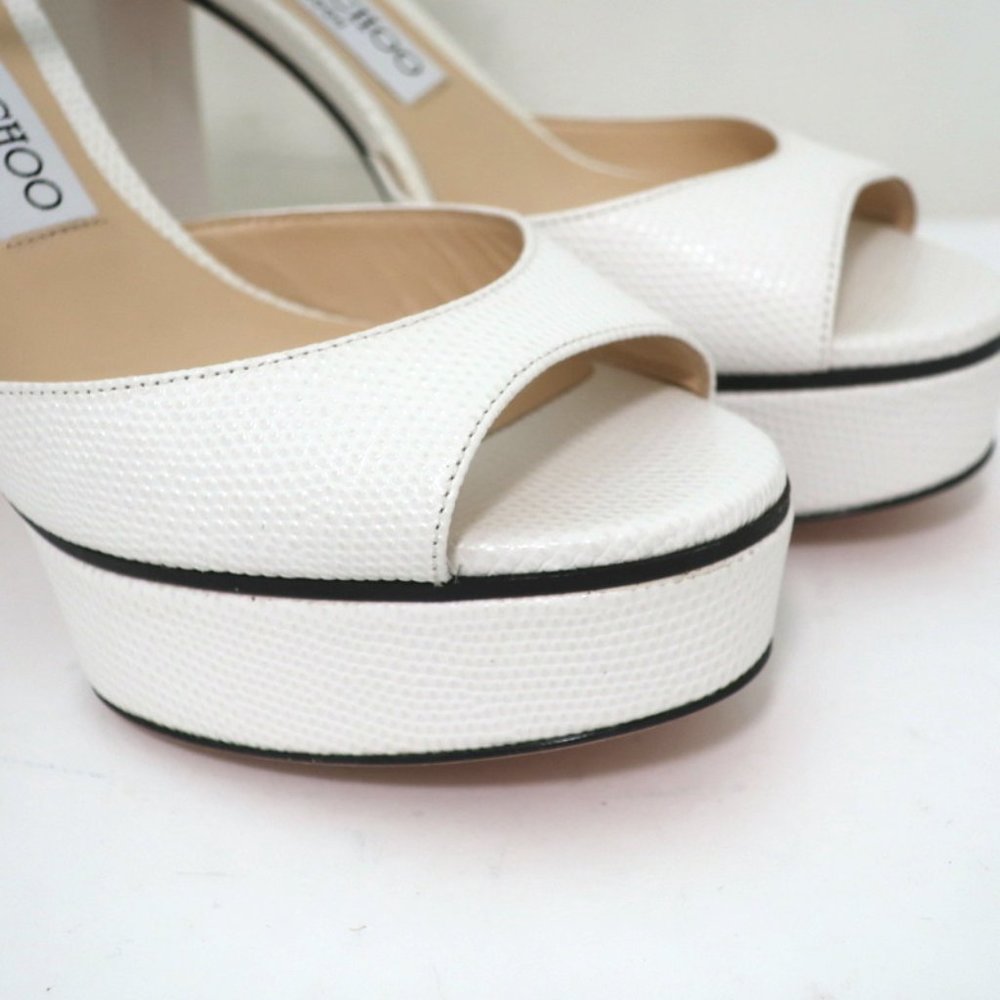 JIMMY CHOO PEACHY PLATFORM SANDALS LIZARD-EMBOSSE - Picture 3 of 11